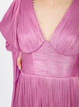 Rochie scurtă, Alma, cu mâneci vaporoase, purple orchid