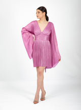 Rochie scurtă, Alma, cu mâneci vaporoase, purple orchid