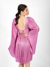 Rochie scurtă, Alma, cu mâneci vaporoase, purple orchid