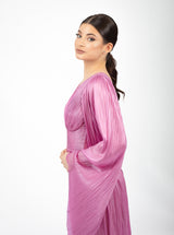 Rochie scurtă, Alma, cu mâneci vaporoase, purple orchid