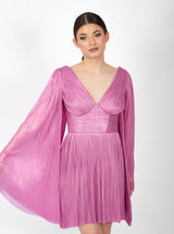 Rochie scurtă, Alma, cu mâneci vaporoase, purple orchid