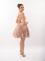 Rochie scurtă, Kate, cu fustă voluminoasă din tulle, nude rose