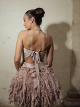 Rochie scurtă, Kate, cu fustă voluminoasă din tulle, nude rose