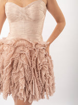 Rochie scurtă, Kate, cu fustă voluminoasă din tulle, nude rose