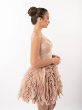 Rochie scurtă, Kate, cu fustă voluminoasă din tulle, nude rose