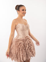 Rochie scurtă, Kate, cu fustă voluminoasă din tulle, nude rose