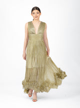 Rochie midi, Zoey, cu textură plisată, verde olive