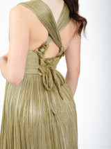 Rochie midi, Zoey, cu textură plisată, verde olive