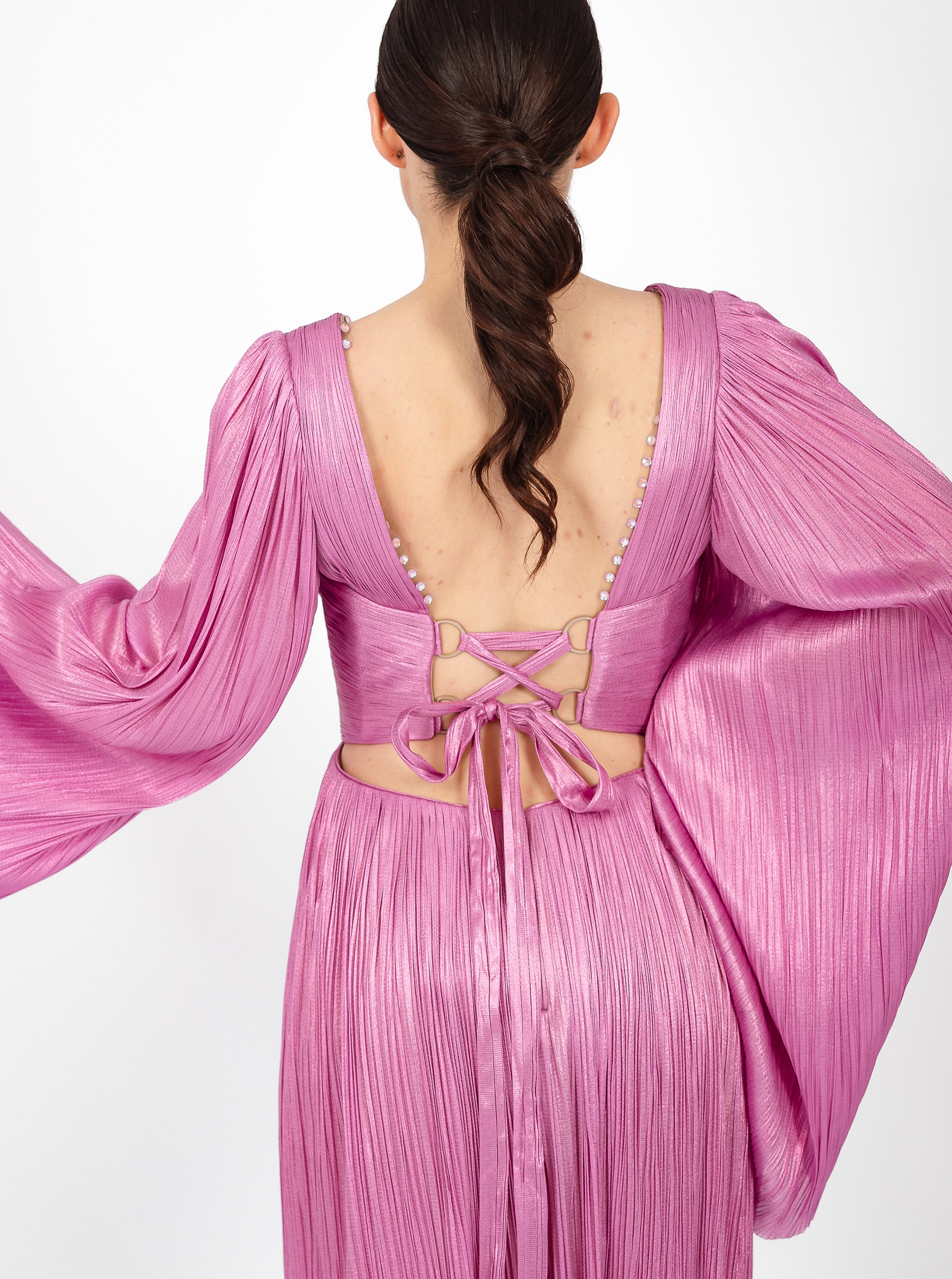 Rochie scurtă, Alma, cu mâneci vaporoase, purple orchid