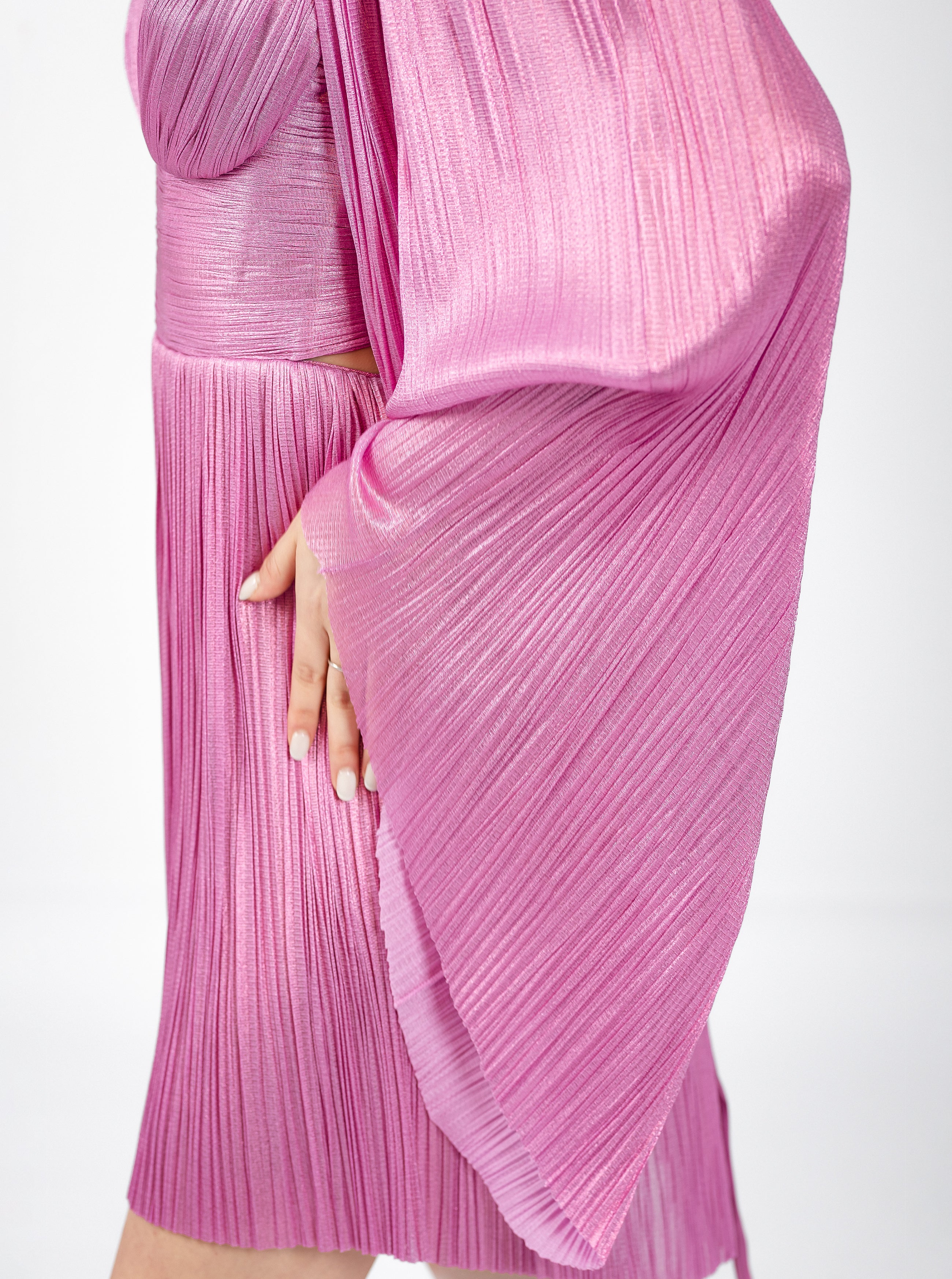 Rochie scurtă, Alma, cu mâneci vaporoase, purple orchid