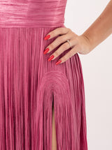 Rochie lungă, Odette, plisata, fuchsia