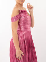 Rochie lungă, Odette, plisata, fuchsia